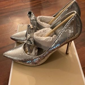 NIB Michael Kors sparkly silver sequin heels size 9